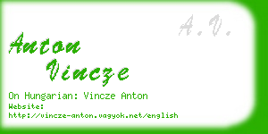 anton vincze business card